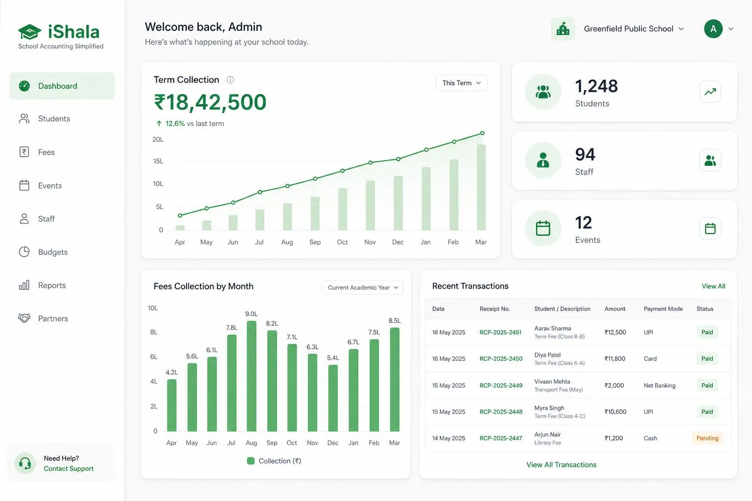 iShala dashboard preview